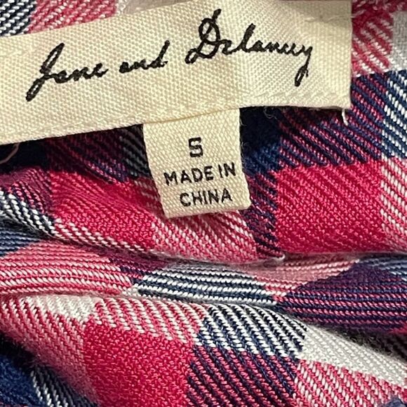 Jane & Delancey Blouse Picnic Pleasant Plaid Off The Shoulder Top Red Small - Picture 2 of 10